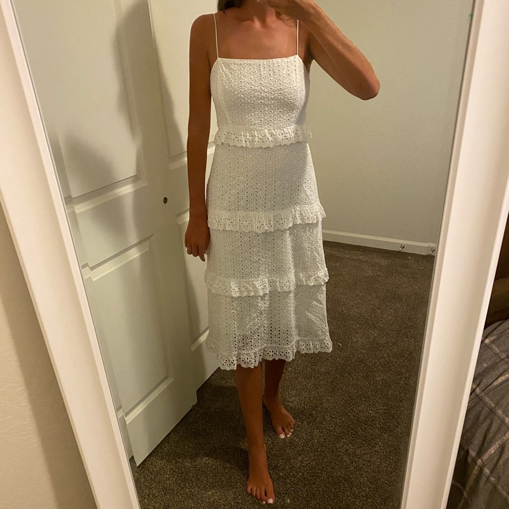 Impeccable Pig White Eyelet Midi Dress